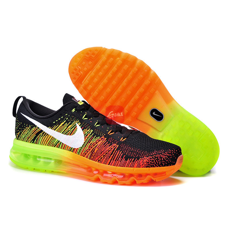 耐克nike flyknit air max 彩虹编织气垫跑步鞋