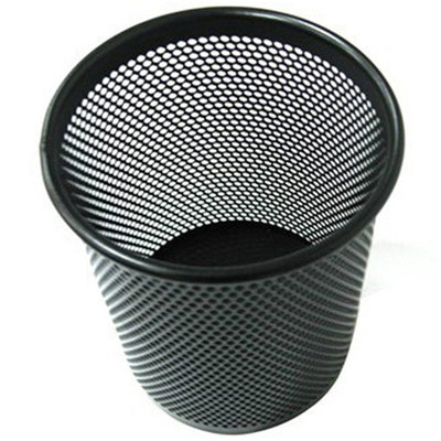 齐心(COMIX) B2002 圆形笔筒 金属网纹笔筒 创意桌面收纳盒 黑色 单个装