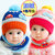 韩国婴儿帽子秋冬6-12个月男女宝宝帽儿童毛线帽围巾保暖套1-2岁(粉色)第2张高清大图