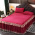 纯色欧式珊瑚绒加厚保暖床裙床罩单件1.5m1.8m2.0m防滑床单床笠套(酒红)第3张高清大图
