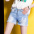 2017夏新款白色破洞女装牛仔短裤女韩国简约宽松修身显瘦短裤(浅蓝色 32)第3张高清大图
