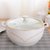 家用双耳带盖陶瓷汤窝创意炖盅纯白大号容量饭汤碗汤盆微波炉包邮(2600ML白色浮雕款（玻璃盖）)第3张高清大图