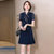 MISS LISA时尚蝴蝶结中长款连衣裙女式职业装工装裙YR5058(蓝色 M)第5张高清大图