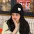SUNTEK毛线帽子女冬季韩版ins显脸小宽松冷帽2021新款时尚洋气针织帽潮(有弹性（54-58cm）一般都能带 #487黑色)第4张高清大图