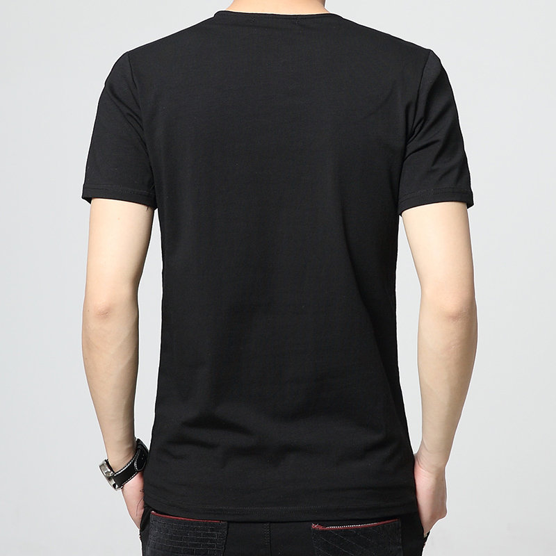 v领纯色夏季男装半袖上衣服韩版潮流修身体恤打底衫潮j009(vpj009黑色