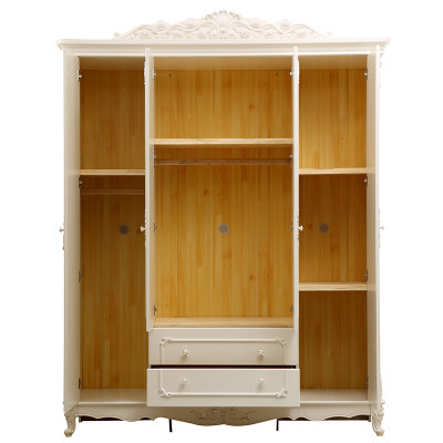 A家家具 欧式衣柜衣橱木质法式卧室整体大衣柜子四门 4门 图片色(衣柜 四门)