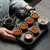 茶杯套装家用简约现代客厅办公室整套黑陶瓷茶壶茶碗日式功夫茶具(螺纹壶(16头茶具))第3张高清大图