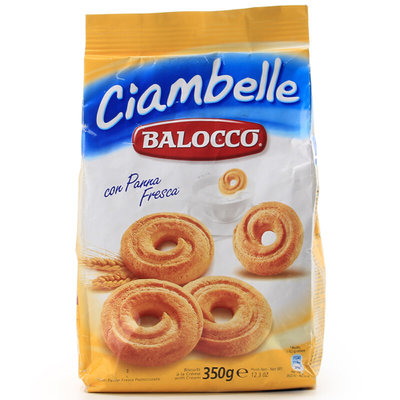 【真快乐自营】意大利进口 百乐可BALOCCO鲜奶油圈饼干350g