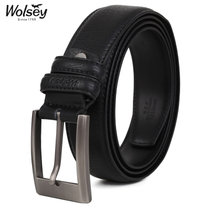 金狐狸Wolsey男士针扣皮带WF666-2黑色(黑色 均码)