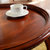 洛美蒂 美式实木休闲桌椅 咖啡桌边几茶几 欧式真皮椅组合(实木双隔层储物休闲圆茶几)第2张高清大图