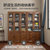 华南家具 中式现代自由组合实木书柜简约书房带门玻璃门立柜储物木柜书架(胡桃色-带抽屉 两门)第2张高清大图