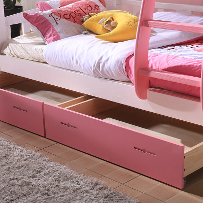 木巴实木儿童床上下床上下铺双层床子母床实木高低床松木母子床(粉白C306 上1.5下1.35 默认)