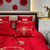 公主风60s支长绒棉贡缎四件套红色婚庆刺绣被套全棉1.8m床上用品(幸福牵手)第5张高清大图