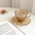 ins风咖啡馆复古浮雕咖啡杯单品拿铁玻璃茶杯套装花茶杯玻璃杯碟(琥珀杯碟套装 默认版本)第2张高清大图