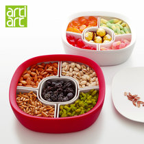 台湾Artiart 创意分格组合糖果盘 时尚干果盒 现代坚果零食盒(枚红色)