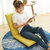 日式懒人沙发小型宿舍躺椅可折叠地上椅子榻榻米无腿椅单人靠背椅(升级款米色120X50X11cm（带摇杆）)第3张高清大图