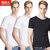 南极人三件装男士短袖 圆领T恤 夏纯色T恤 百搭 家居棉质汗衫(白色三件装)第3张高清大图