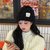 SUNTEK毛线帽子女冬季韩版ins显脸小宽松冷帽2021新款时尚洋气针织帽潮(有弹性（54-58cm）一般都能带 #487黑色)第3张高清大图