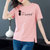 【灵薇雅】夏季韩系100%纯棉黑色猫咪卡通印花宽松圆领短袖T恤衫D7252(粉红色 M)第4张高清大图