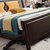吉木多 新中式全实木床1.5米1.8米双人主卧室床小户型结婚床橡胶木家具(1.5*2米黑檀色软包款 床+床垫)第4张高清大图