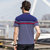稻草人夏季商务短袖T恤男士条纹翻领修身POLO衫PA7030(蓝色 XXXL)第2张高清大图