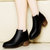 莱卡金顿 6131  圆头后拉链女靴 纯色粗跟女短靴 中跟防水台女鞋子(黑色 38)第4张高清大图