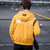吉普盾纯棉连帽男士夹克休闲时尚方口袋短款舒适全棉外套(XD8901黄色 XL)第2张高清大图