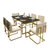 银卧后现代新古典简约镀金不锈钢餐桌钢化玻璃6人餐桌椅组合(黑色 两椅)第5张高清大图