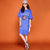 七格格 2017春装新款 帅气字母印花五分袖宽大套头连衣裙 女N523(蓝色 L)第5张高清大图