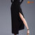 时尚西装领长袖连衣裙修身显瘦秋装2021新款气质长款小黑裙长裙子(黑色 XXL)第4张高清大图