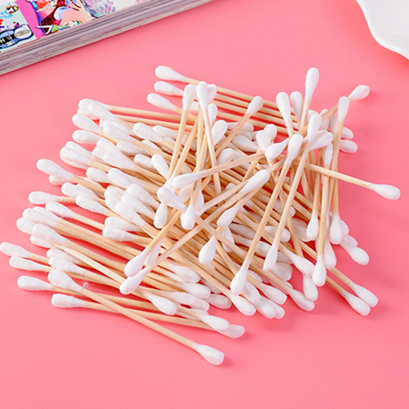 500根优质双头木棍棉签木质棉签棒棉棒一次性木棒棉签卸妆化妆默认