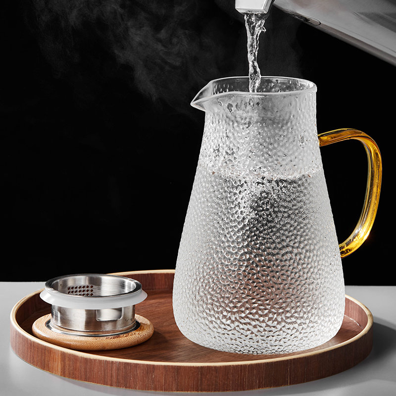 共禾京品锤目纹玻璃水壶玻璃水杯带金边凉水壶冷泡茶水壶家用一壶四杯