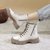 SUNTEK英伦风马丁靴女鞋子2021年新款冬季秋冬厚底加绒加厚短靴雪地靴子(37 米色-薄绒)第3张高清大图
