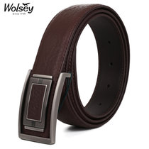 金狐狸Wolsey男士板扣皮带WF655-8啡色(啡色 均码)