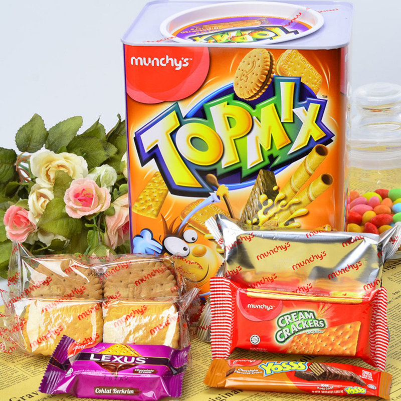 国美自营马来西亚进口马奇新新多密斯什锦饼干600g桶装内含14包独立小