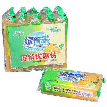 绿管家柠檬洗衣皂促销优惠装102g*5