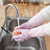 家务清洁乳胶手套厨房清洁刷洗碗橡胶手套家用洗衣防水PVC手套(粉色 默认)第4张高清大图