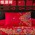 贡缎婚庆十件套床上用品中国风大红大提花绣花被套床单欢天喜地第3张高清大图