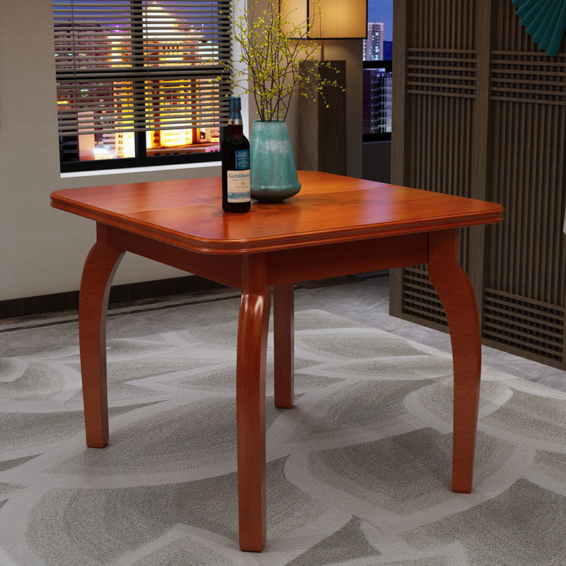 简约现代伸缩实木餐桌小户型饭桌椅组合可折叠4人6人木质拉台(海棠色