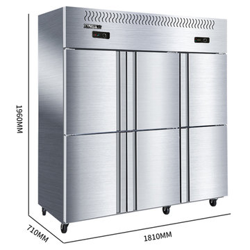 星星（XINGX）BCD-1300E 1300L 商用六门厨房冰箱 立式双温冰柜 不锈钢冷藏冷冻柜  饭店酒店冷柜 不锈钢