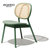 MOANRO北欧简约靠背椅中古家用复古侘寂风格藤编休闲椅子实木餐椅(绿色)第2张高清大图