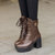 2016新款欧美皮带扣厚底中筒靴欧美马丁靴女靴子h136（需要单里下单时请备注）(棕色 35)第2张高清大图
