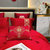 公主风60s支长绒棉贡缎四件套红色婚庆刺绣被套全棉1.8m床上用品(迎喜)第4张高清大图