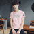 森雷司夏季男装T恤衫修身夏天衣服韩版潮流男士短袖T恤(粉色 XL)第5张高清大图