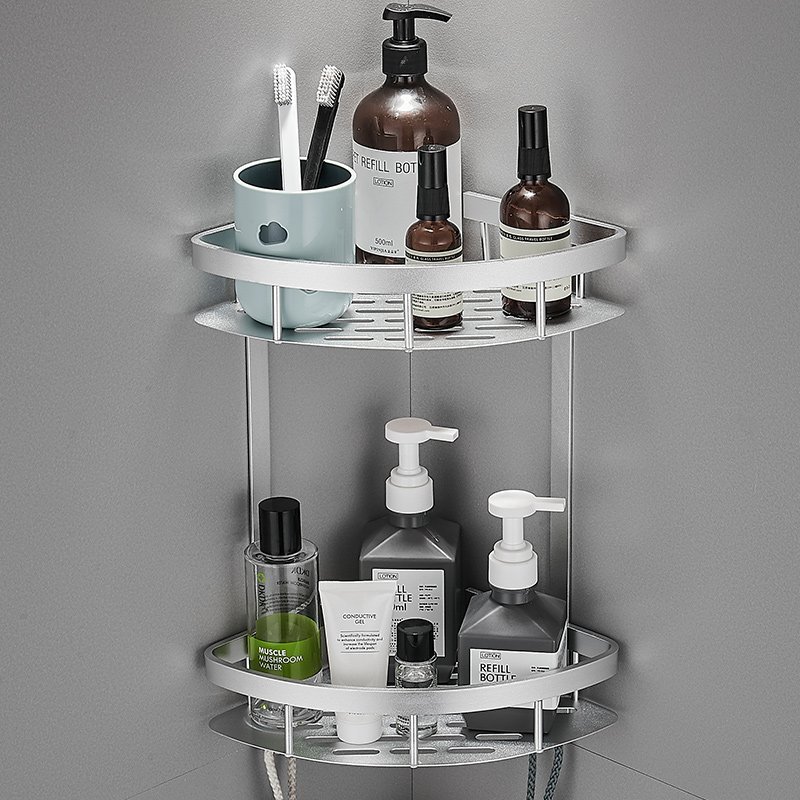 浴室三角架卫生间置物架免打孔壁挂厕所墙上洗手间洗澡洗漱台收纳黑砂