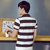 卡郎琪 男士新款夏装短袖POLO衫 男时尚修身青年个性条纹拼接翻领polo衫 短袖T恤polo(KLQDQC1616-1咖啡色 3XL)第3张高清大图