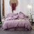 茉菲家纺 法国进口亚麻床上用品1.5m1.8m床四件套1.2m床三件套 简约纯色凉爽舒适被套被罩床单床笠枕袋(紫色)第2张高清大图