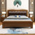 吉木多 橡胶木实木床1.8米现代中式软包床1.5米主卧双人床(1.5*2米原木色 床+床头柜*2)第4张高清大图