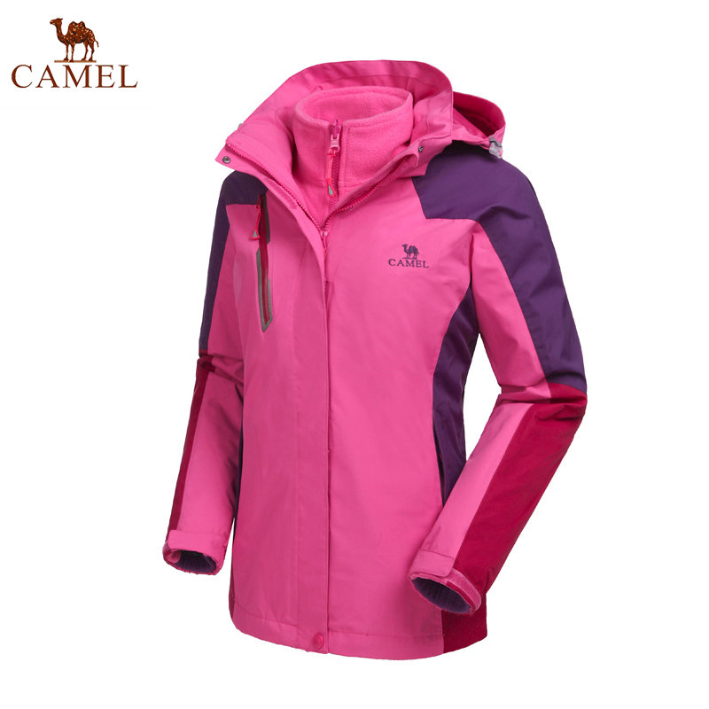 camel/骆驼户外冲锋衣 女三合一两件套保暖抓绒冲锋衣冬 a4w116003