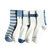 春夏日系中筒女袜蓝色条纹高橡筋棉袜ins街头运动长筒袜子女（3双装）(2号 均码)第4张高清大图